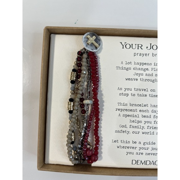 DEMDACO Beaded Prayer Garnet Red One Size Fits Most Glass and Metal Charm - Picture 4 of 4